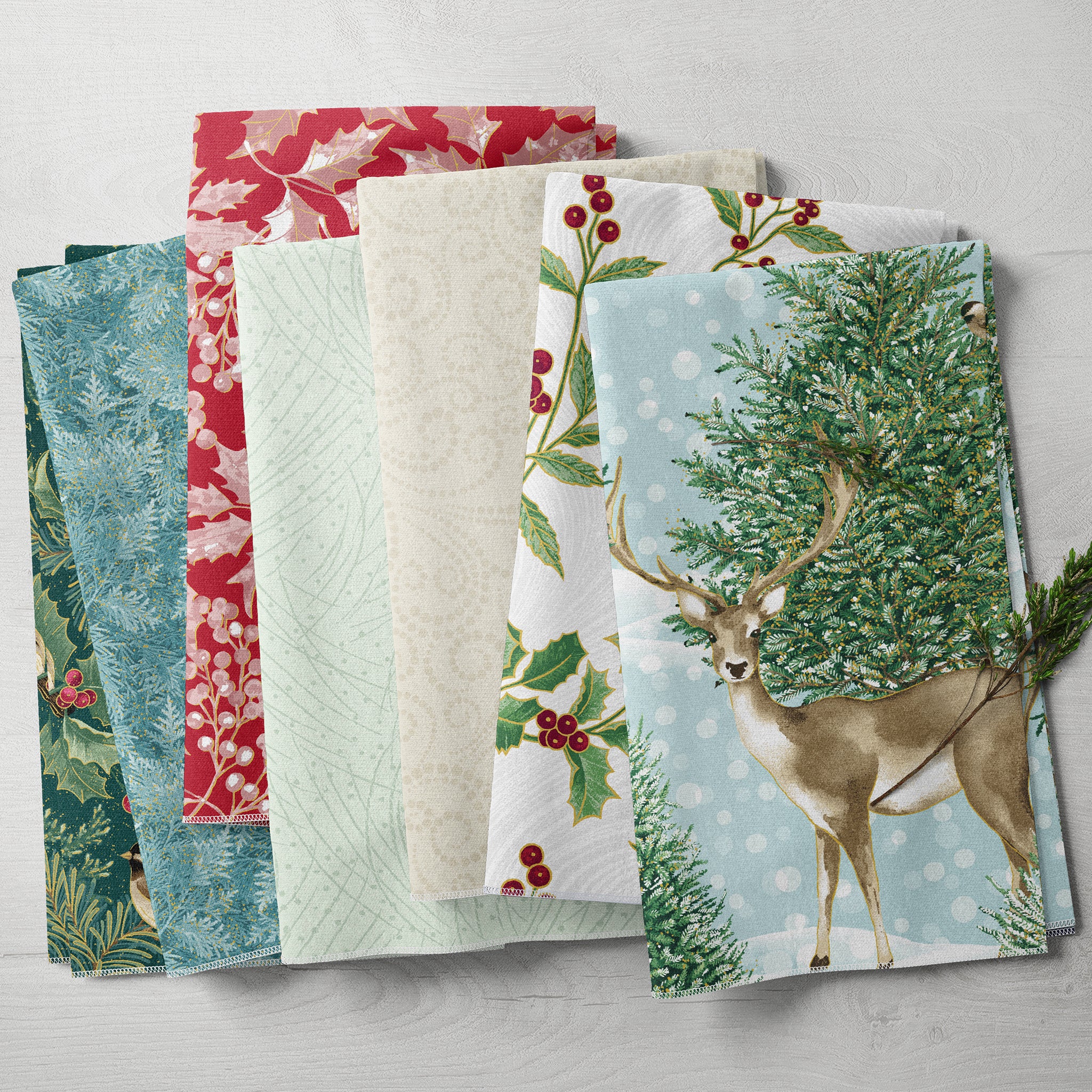 A Winter's Day Fabric Collection - Dotted Scroll Mint - Image 3