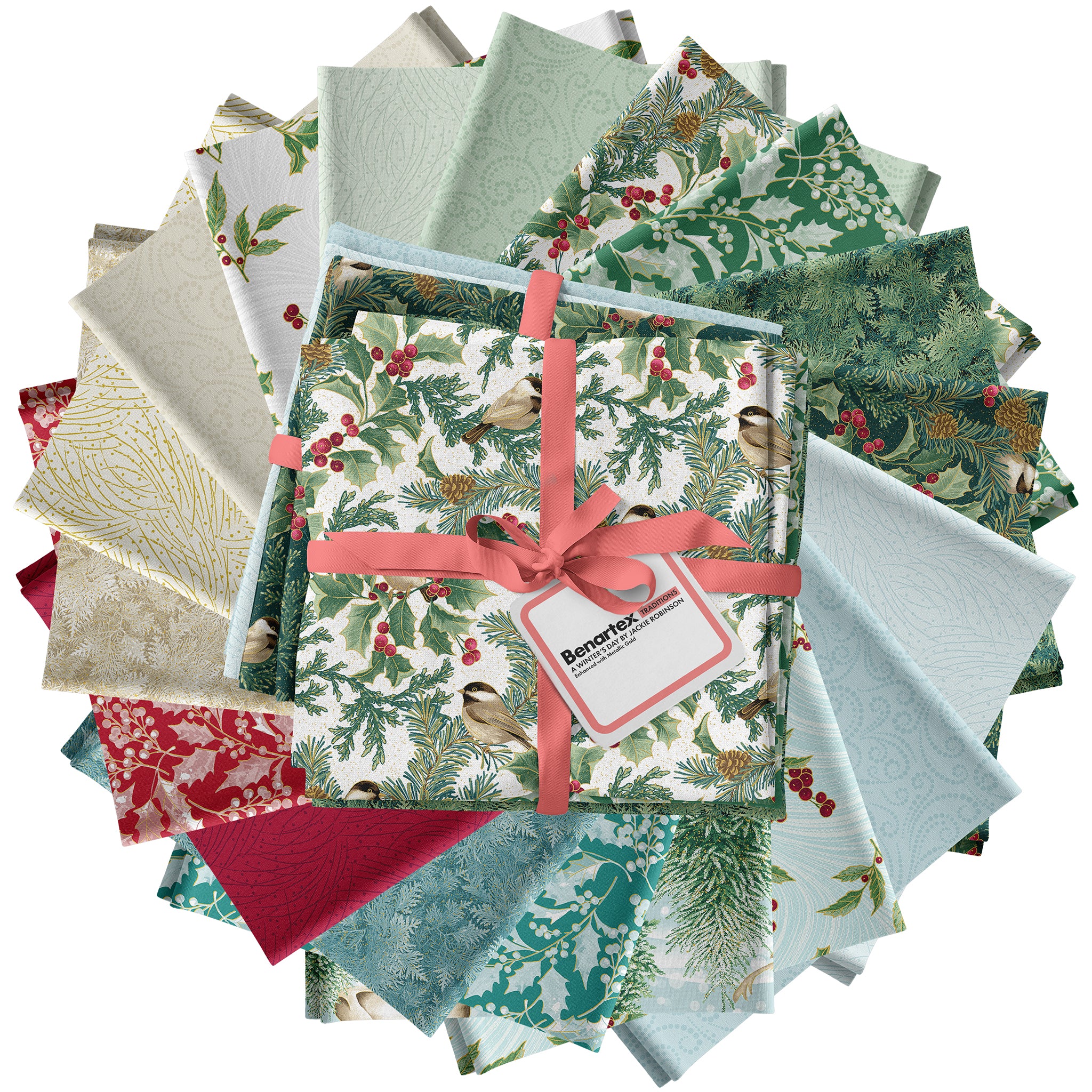 A Winter's Day Fabric Collection - Dotted Scroll Mint - Image 5