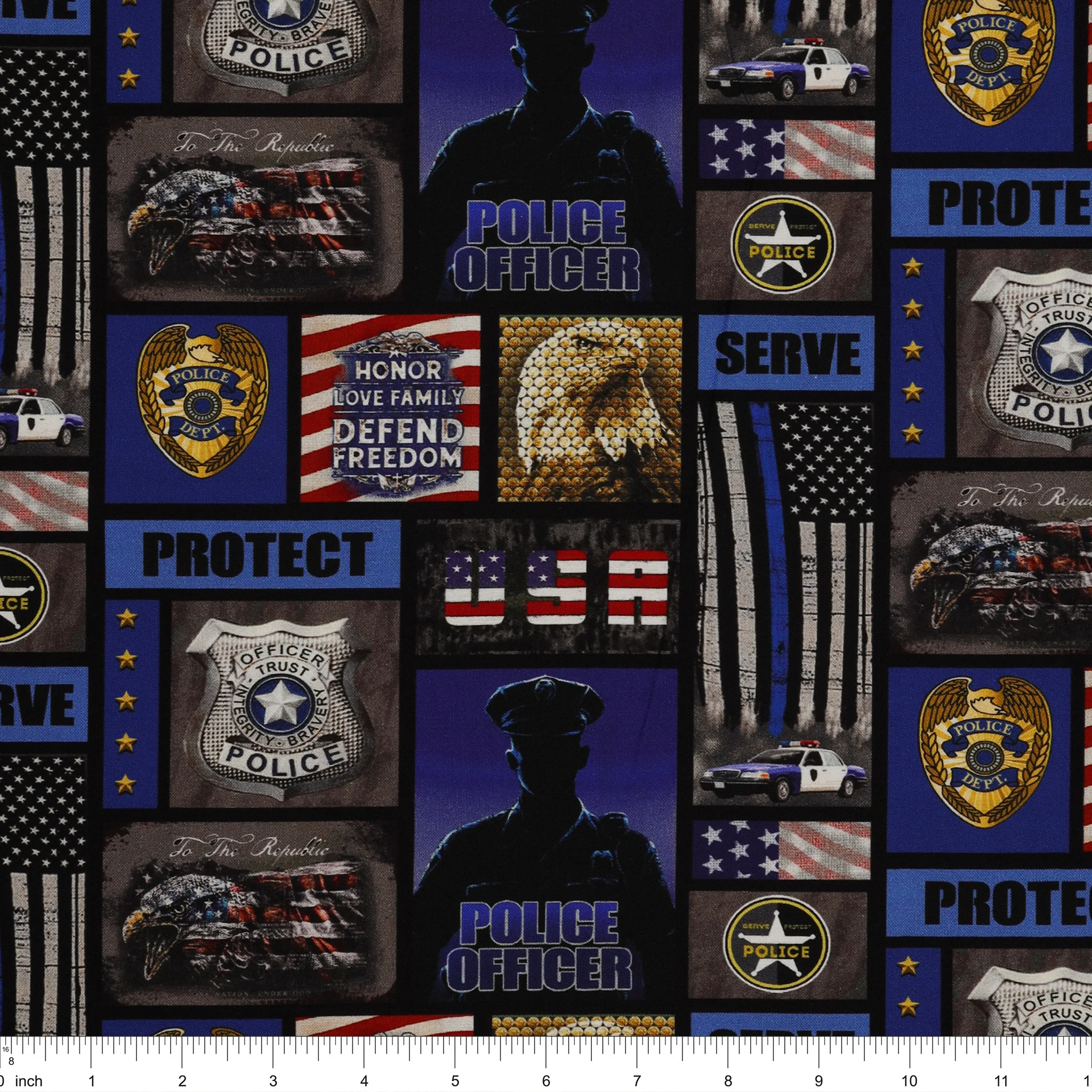 Police Department Camo Flag Block Fabric - Image 3