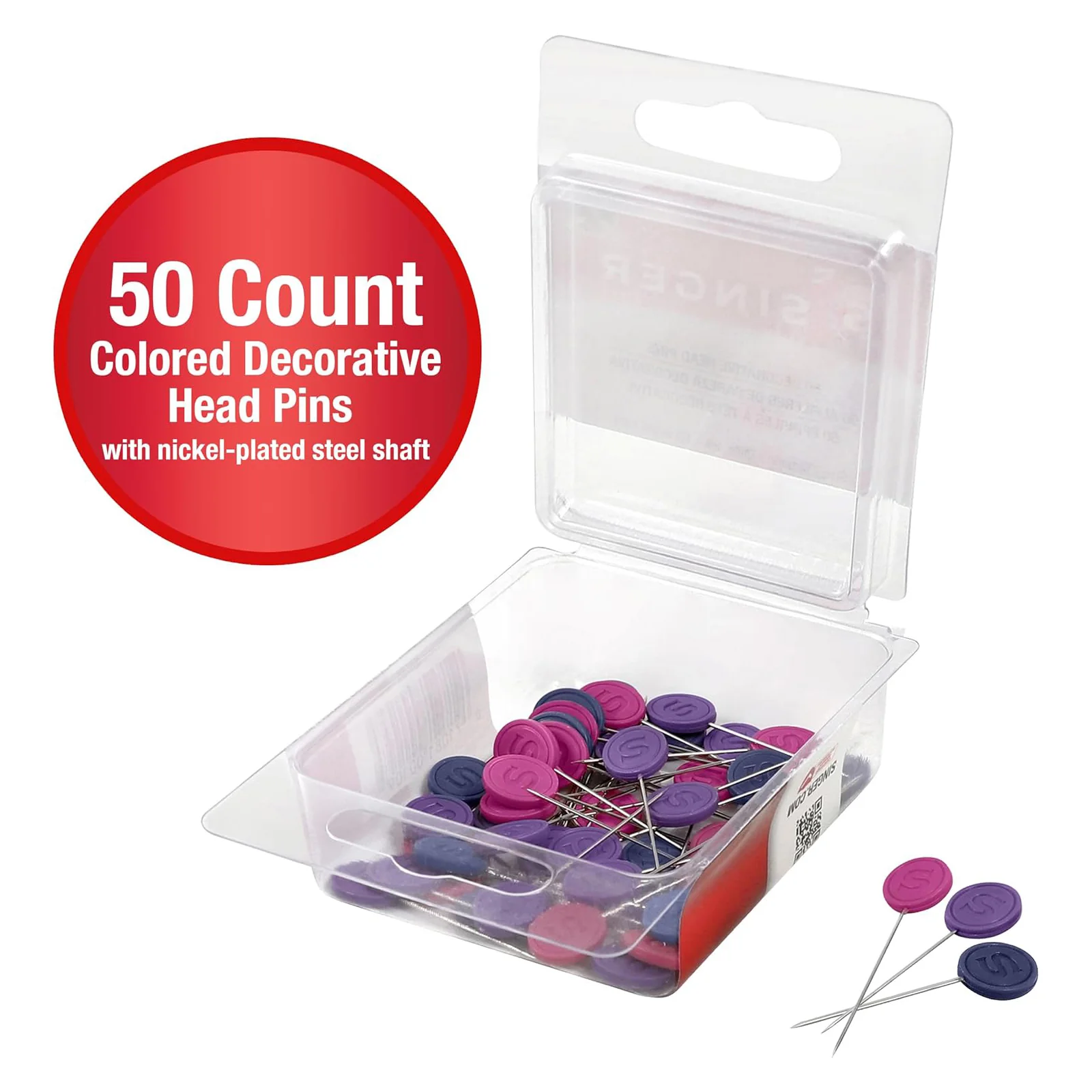 Singer, Decorative Flat Head Pins Size 24 - 1-1/2" 50pk - Image 4